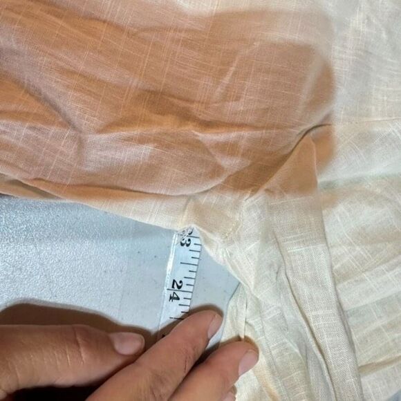 Boutique Women's Embroidered Lace Trim Tie Front Peasant Blouse Cream Size 3XL - Picture 10 of 11